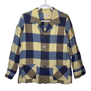 Pendleton Womens Plaid Blazer Jacket‎ 100% Virgin Wool Large